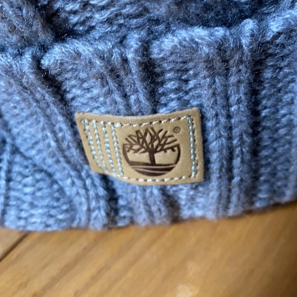 Timberland Hat Cable Knit Fleece Lined Grey Warm Cozy Essential